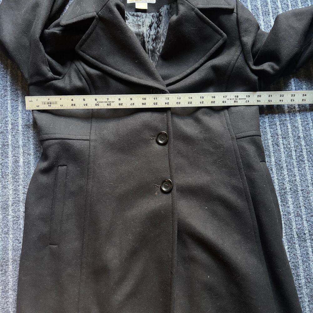 Michael Kors Black Overcoat/Trench Coat Wool Size 12 - Picture 9 of 14